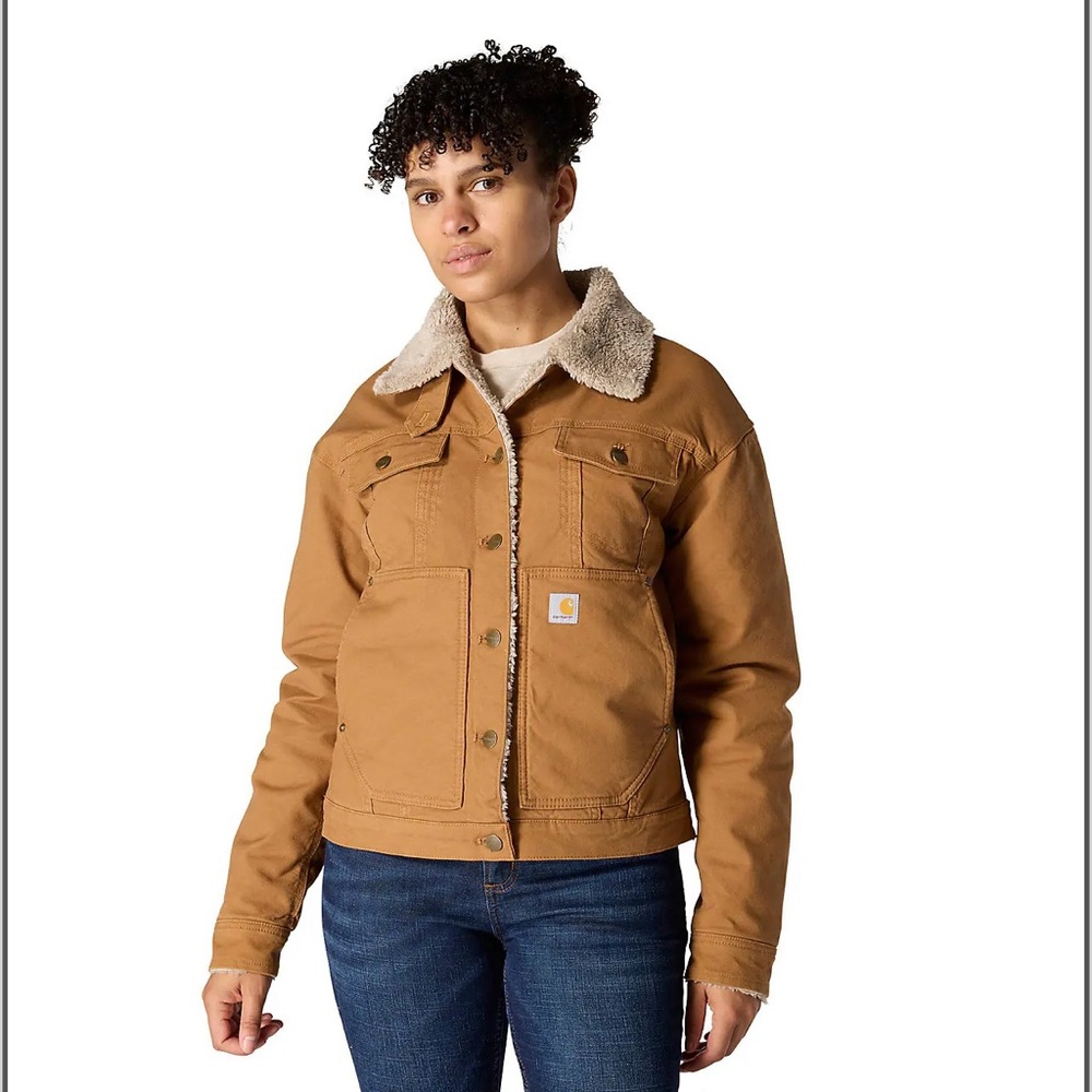 Carhartt Brown Jean Jacket with Sherpa Collar